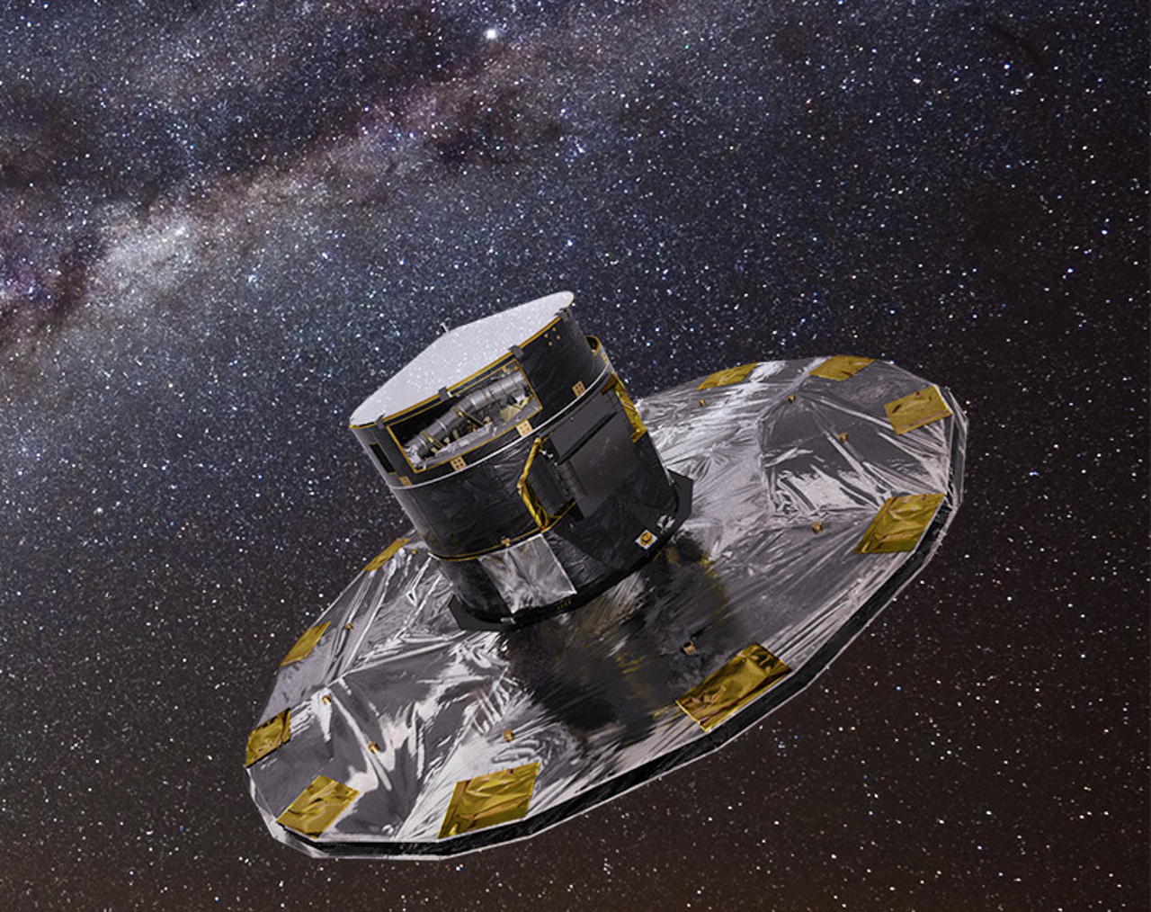 A representation of the Gaia space surveyor satellite, which Airbus designed and built for the European Space Agency (ESA).