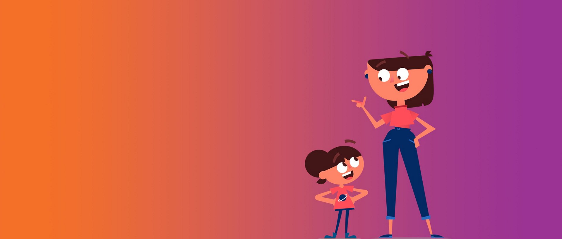 Cartoon characters of mother talking to her daughter