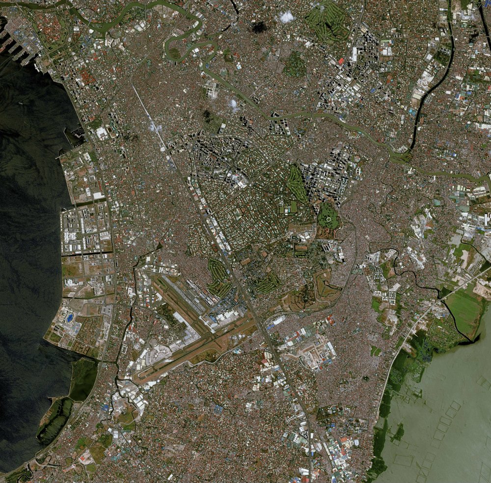 Satellite image of Manila taken by the Airbus-produced Pléiades 1A Earth observation spacecraft.