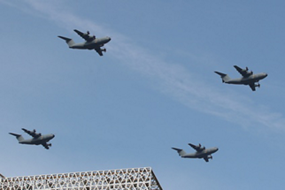 Formation flight of the Royal Malaysian Air Force’s 
A400M.
