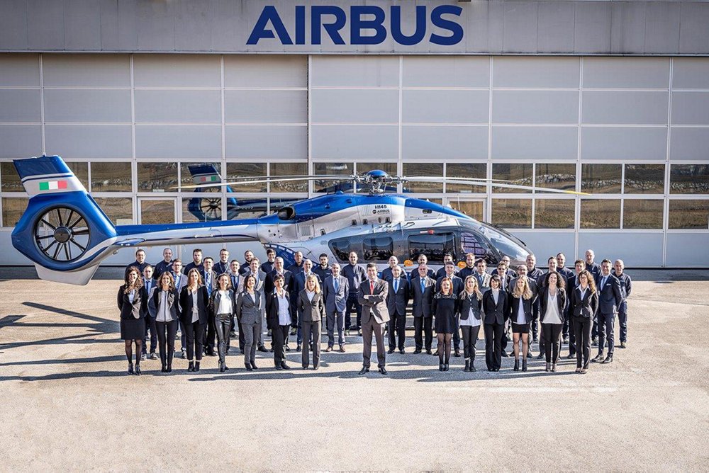 Verona And Trento Team In Front Of Airbus Helicopters Hangar In Trento