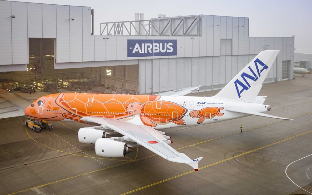 ANA 3rd A380 rolls out of paint shop in Hamburg