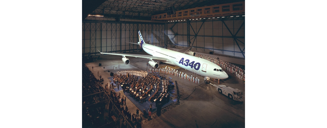Airbus’ A340 is introduced to the world during a media event.  