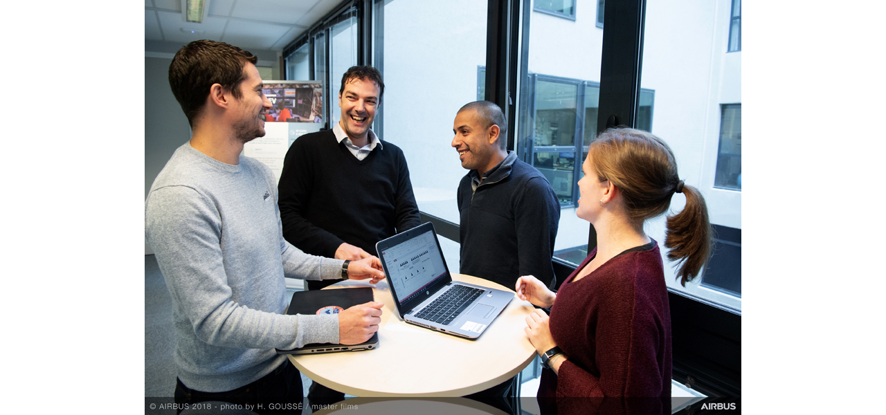 Adil Soubki (second from right), as an Airbus data scientist, knows the importance of successful dialogue and collaboration with experts and teammates