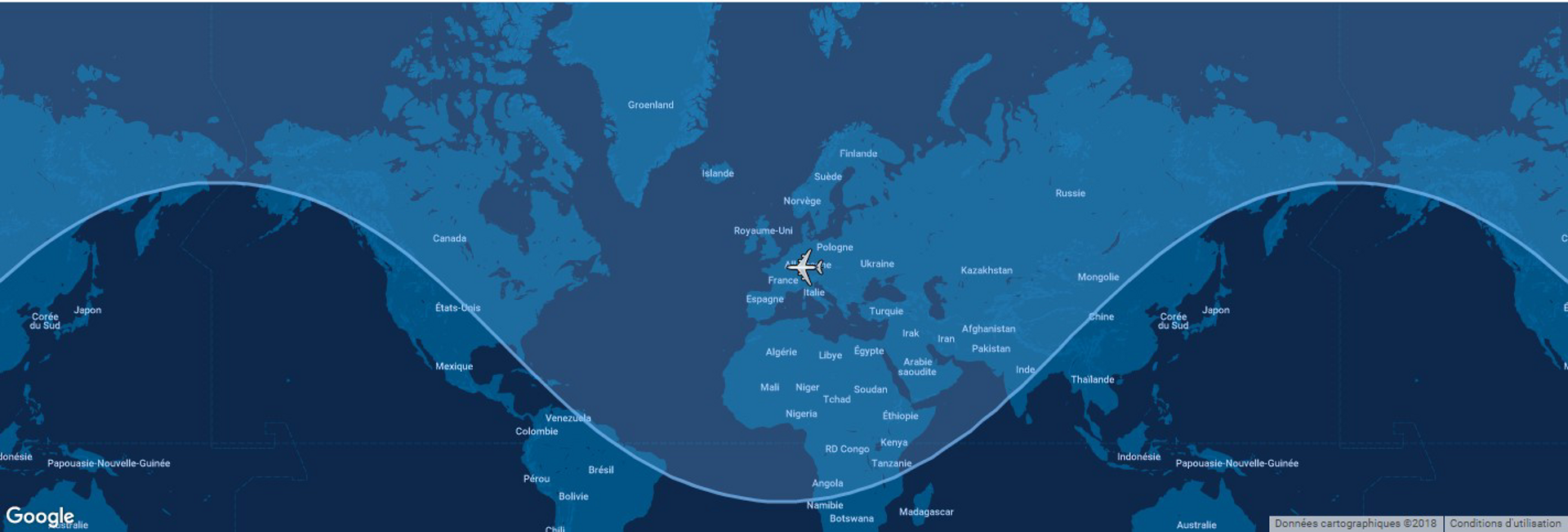 Overlaid on a global map, the typical range for Airbus’ A300-600F is shown in this diagram.