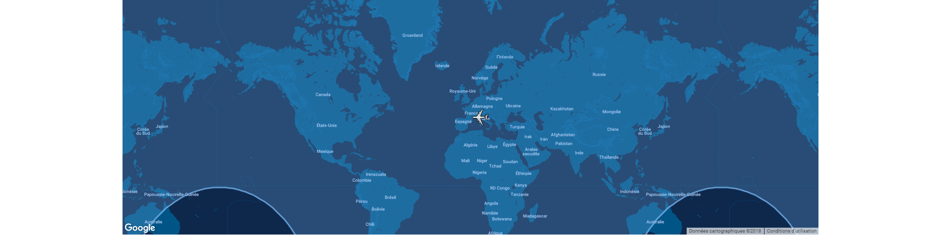This diagram shows the typical range for Airbus’ A330-800 commercial aircraft overlaid on a global map.