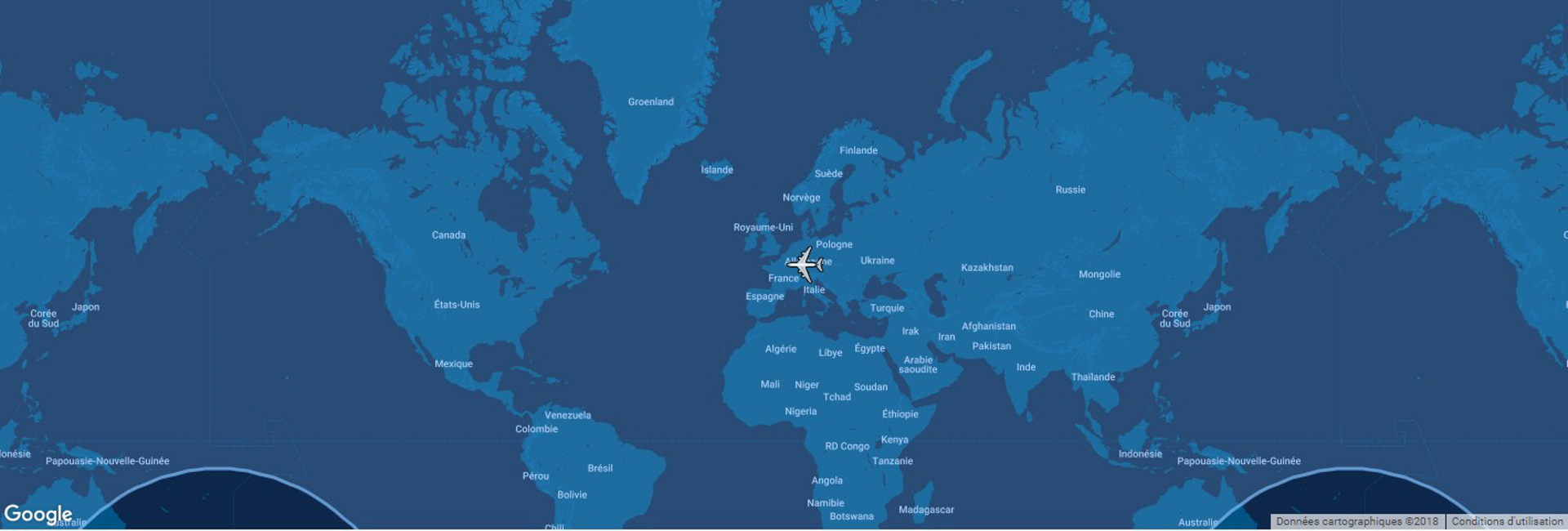 This diagram shows the typical range for Airbus’ A350-1000 commercial aircraft overlaid on a global map.