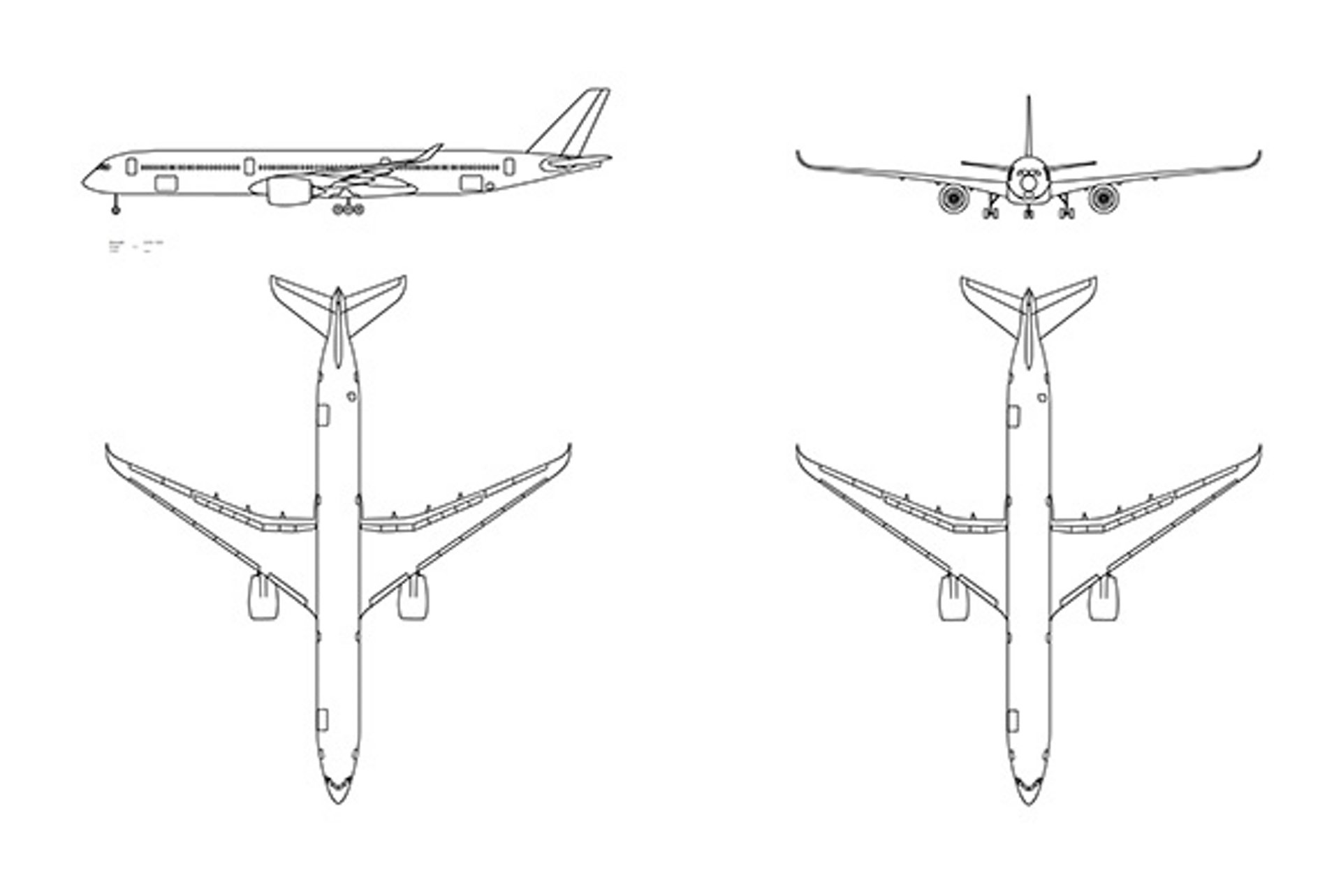 AutoCAD 3视图飞机图纸