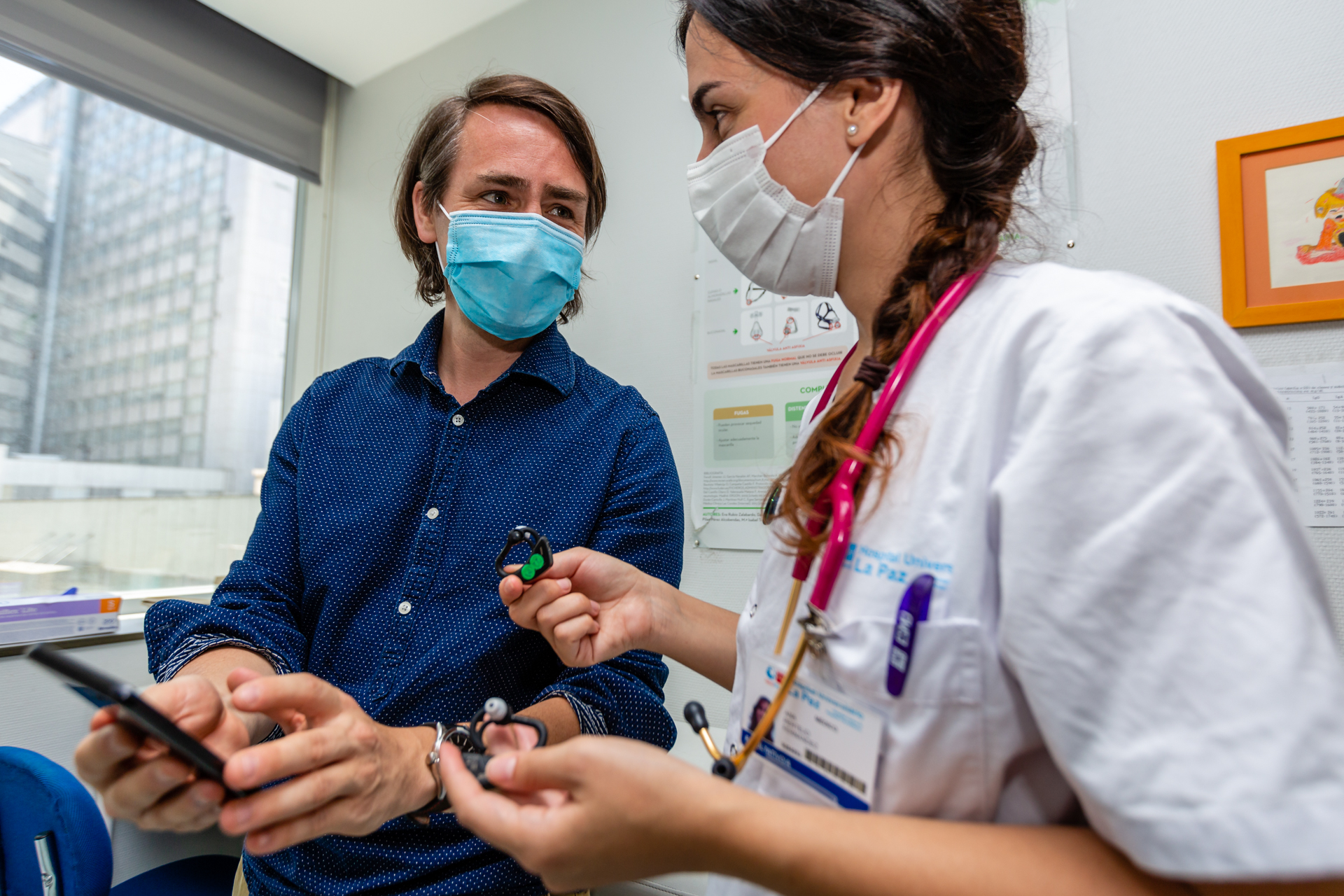 A medical visit is conducted using Airbus’ Smart Flying Hospital health monitoring system. 