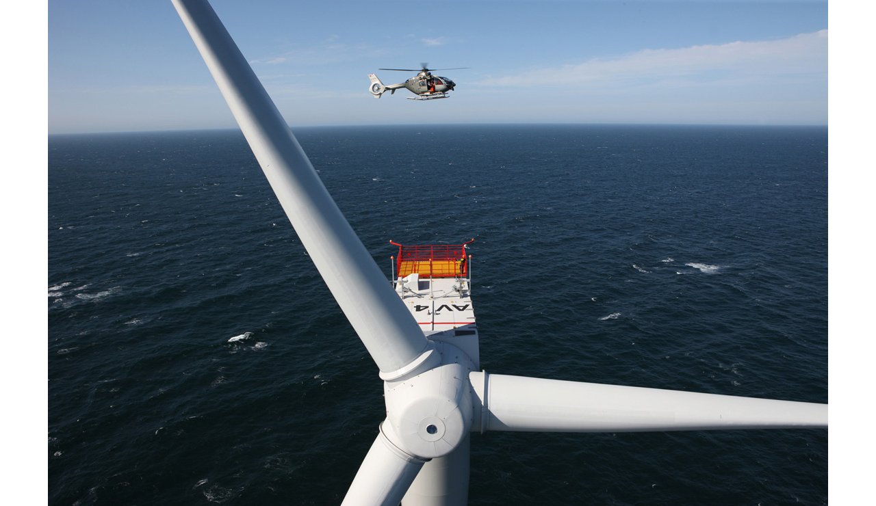 The H135 and other Airbus rotocraft are used to transport construction, repair and inspection crews to water-bound wind turbines, and are available for emergency airlift as well as search and rescue. 