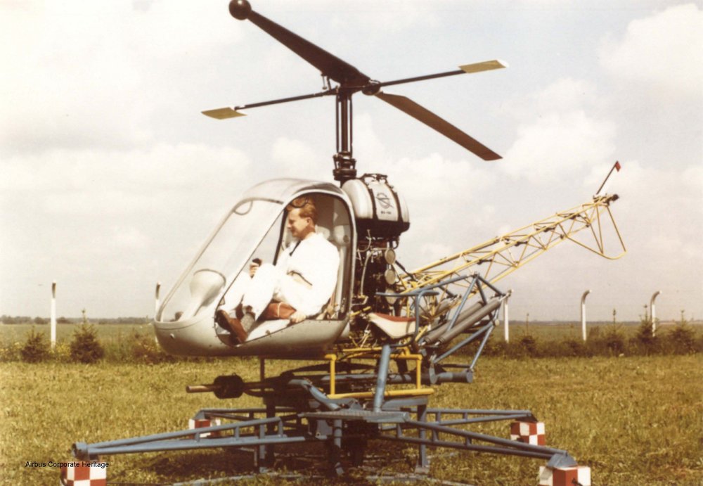 A photo of the ground-based Bo102 Helitrainer prototype.  