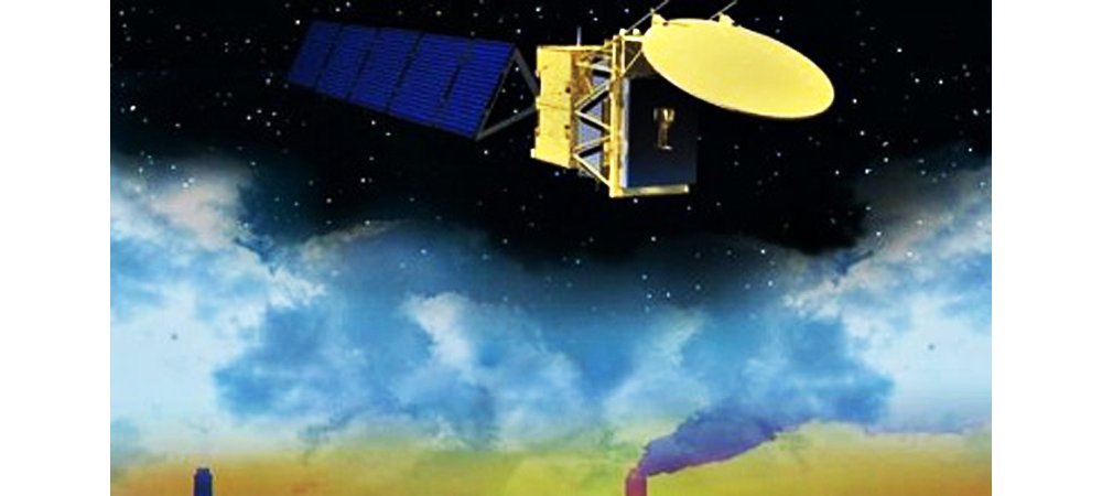 A representation of the Airbus-produced EarthCARE (Earth Clouds, Aerosols and Radiation Explorer) satellite.  