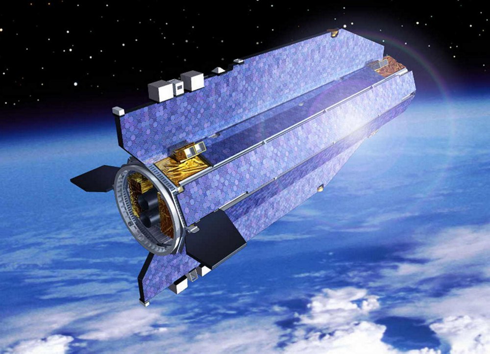 A representation of the GOCE (Gravity-Field and Steady-State Ocean Circulation Explorer) satellite, built by Airbus for the European Space Agency.  