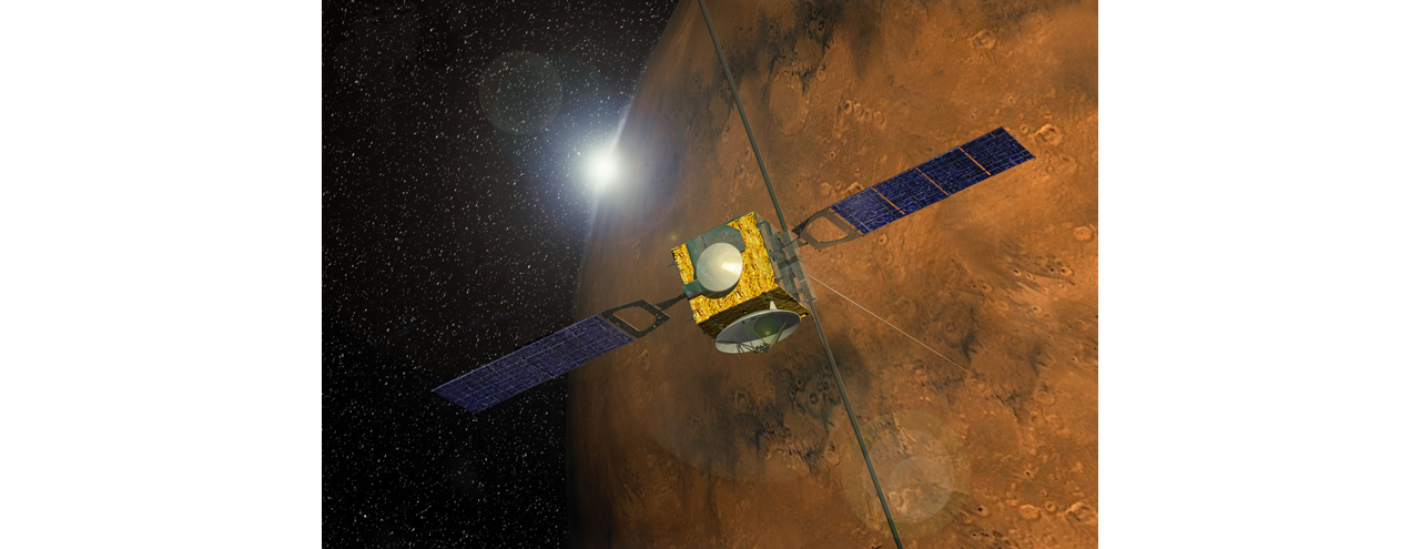 A representation of Europe’s Mars Express planetary explorer spacecraft, which was launched in 2003.  