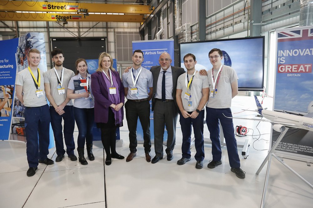 Nadhim Zahawi MP at Airbus Broughton for Aerospace Growth Partnership event
