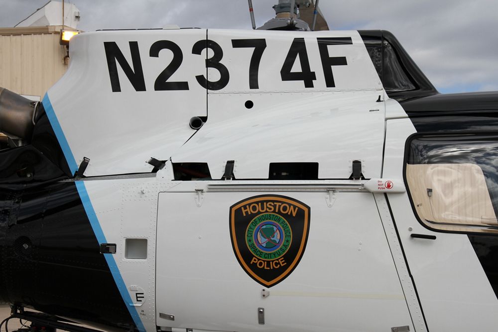 The blue line is the same color blue Officer Knox used to restore old police vehicles. 
© Houston Police Department