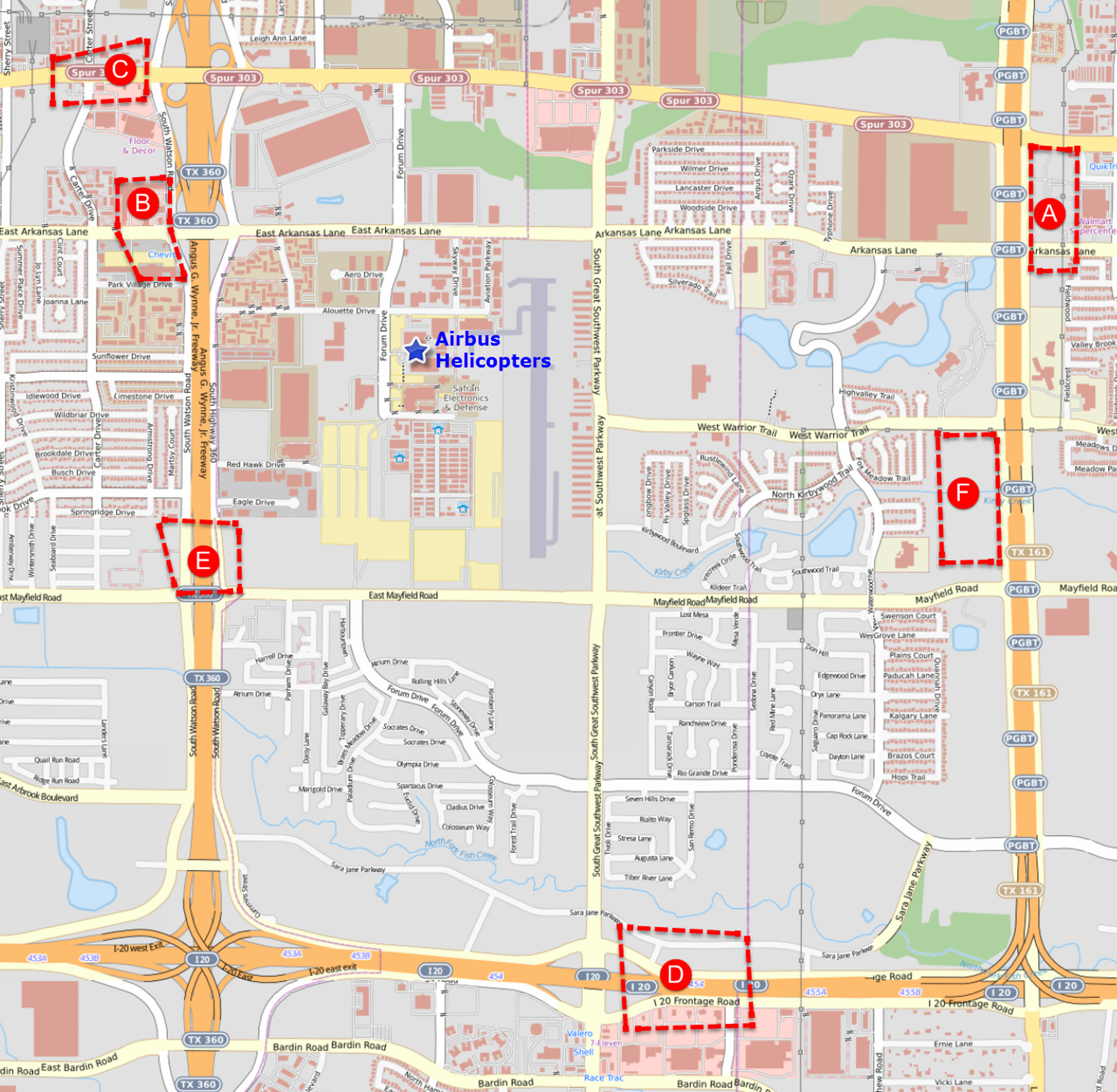 Food locations around AHI facility