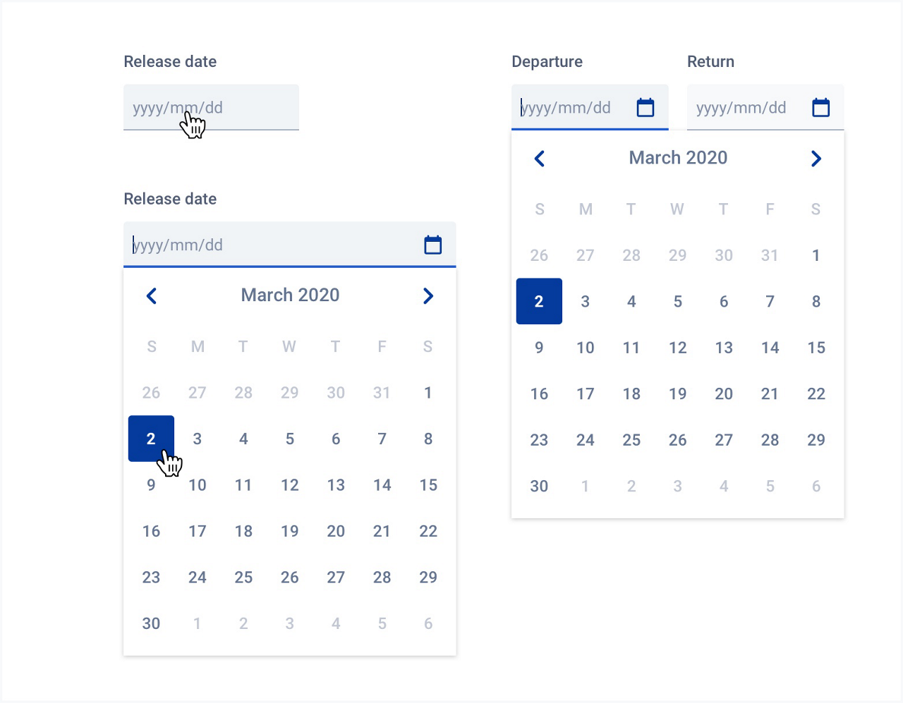 Date & time picker Components