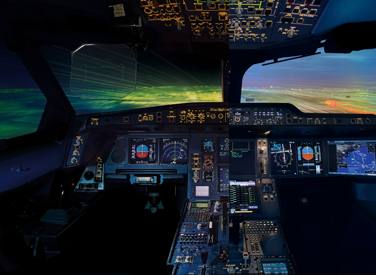 Cockpit A330neo a sinistra e A350 a destra Credits: Airbus