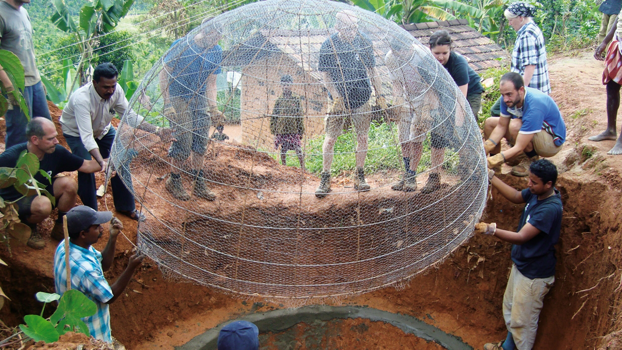 A biogas plant is installed in southern India as part of an Airbus Foundation initiative.