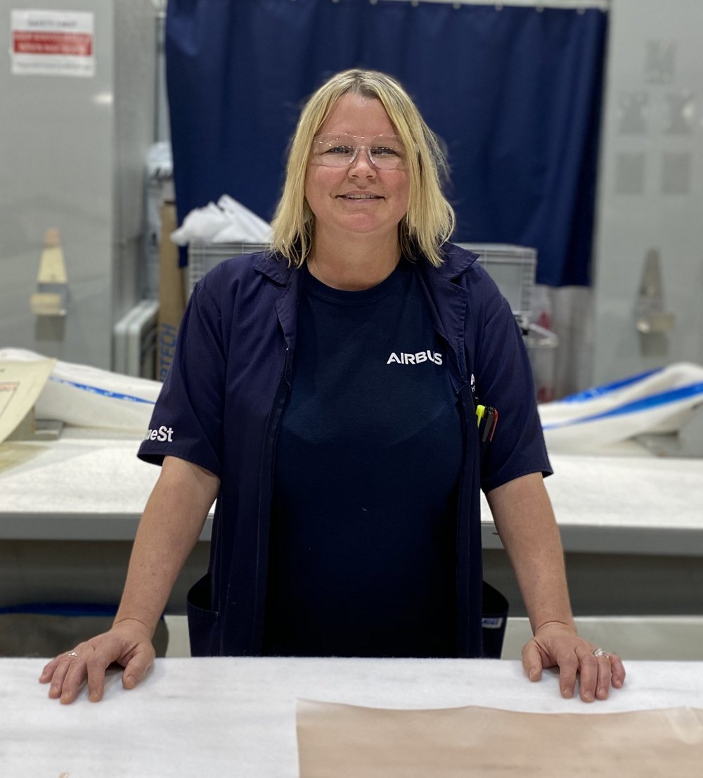 Krista Bauer works in Composite Layup, an area where women make up 72% of our workforce.

