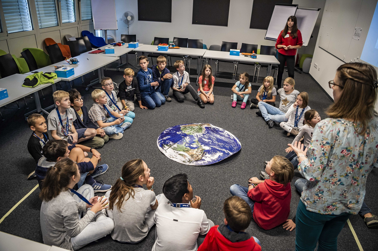Children are introduced to the world of aerospace at the Airbus Foundation Explorers Centre in Germany.