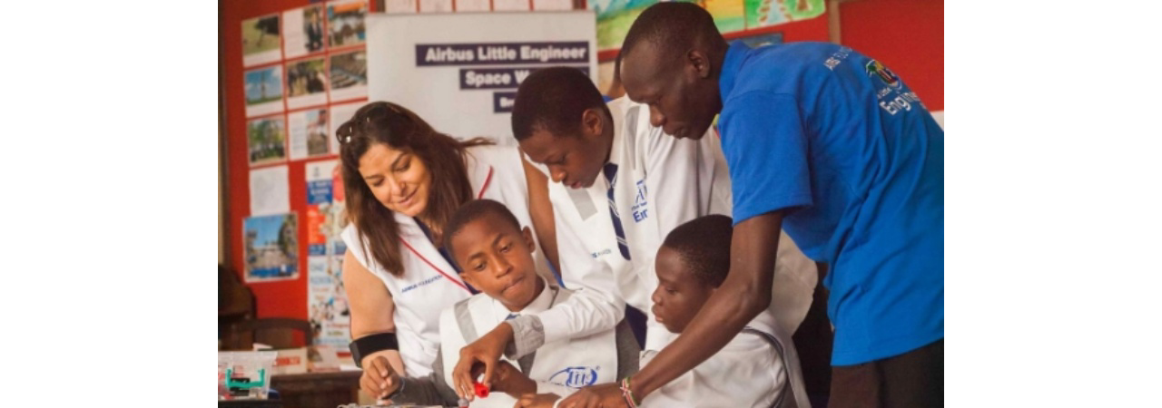 Kenyan students take part in an Airbus Little Engineer workshop.  