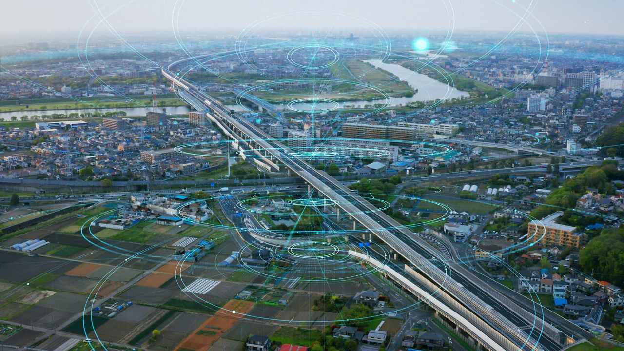 Transportation and communication network concept.