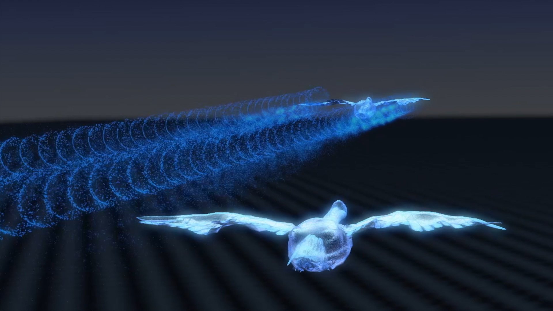 Through fello’fly, a follower aircraft will retrieve the energy lost by the wake of a leader aircraft, by flying in the smooth updraft of air it creates