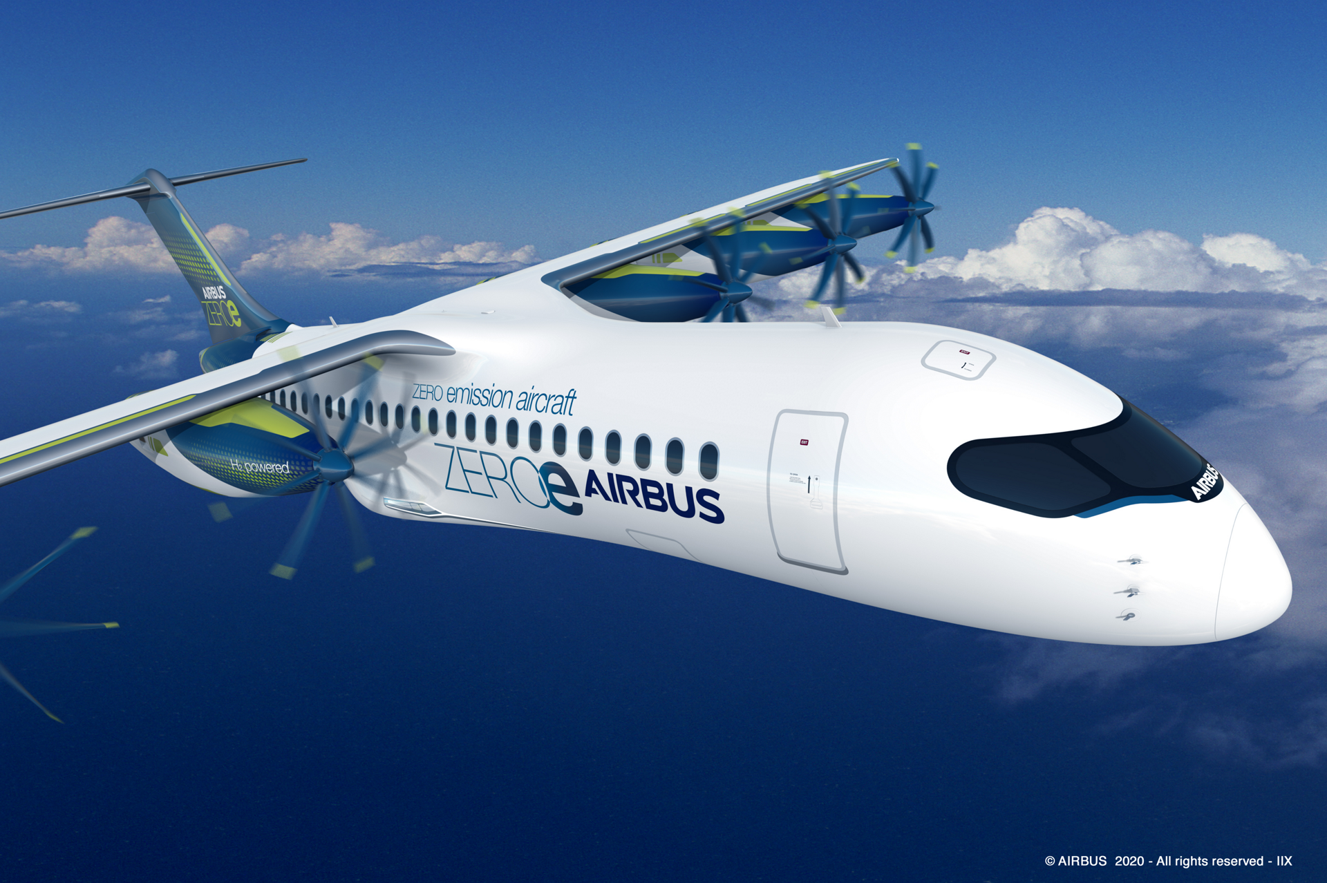 The "pod" configuration is a distributed fuel-cell propulsion system that delivers thrust to the aircraft via six propulsors arranged along the wing.