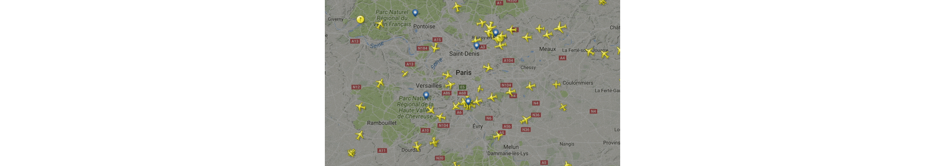 Traffic over Paris on Sept 2, data from FlightRadar 24