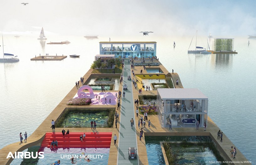Airbus Urban Mobility infrastructure concept: Half Moon Bay waterfront