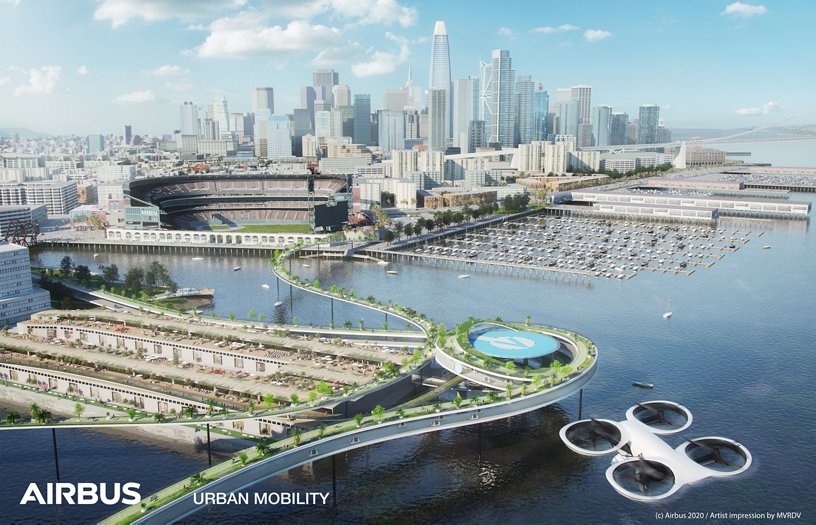 Airbus Urban Mobility infrastructure concept: San Francisco waterfront