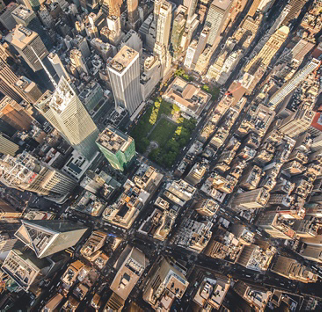 Aerial photograph taken from a helicopter in New York City