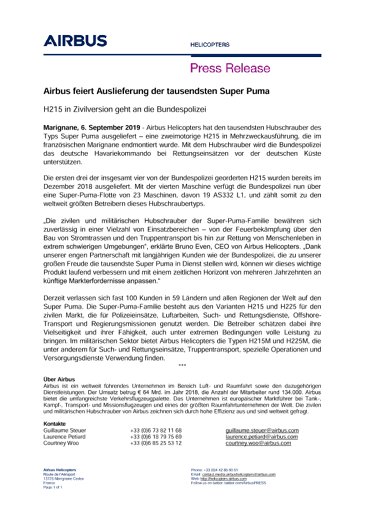 Airbus feiert Auslieferung der tausendsten Super Puma