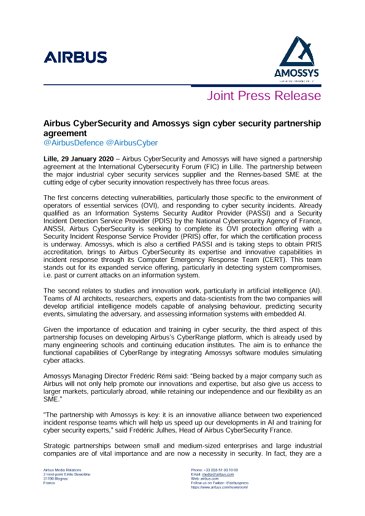 Airbus CyberSecurity and Amossys sign cyber security partnership agreement