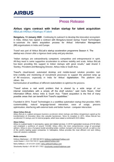 Airbus signs contract with Indian startup for talent acquisition 