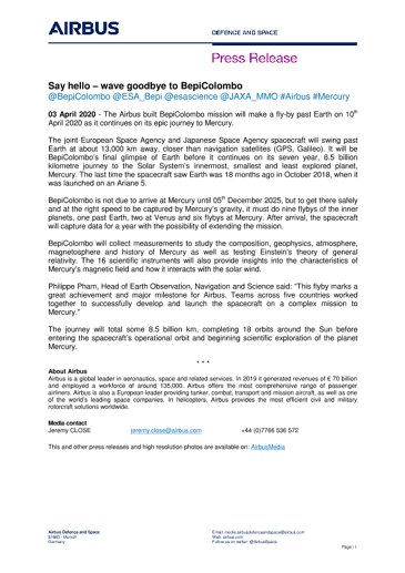 Say hello – wave goodbye to BepiColombo 