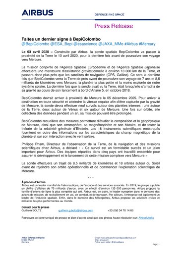 Faites un dernier signe à BepiColombo