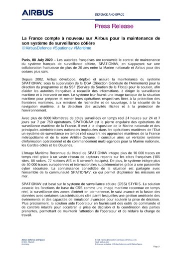 La France compte à nouveau sur Airbus pour la maintenance de son système de surveillance côtière