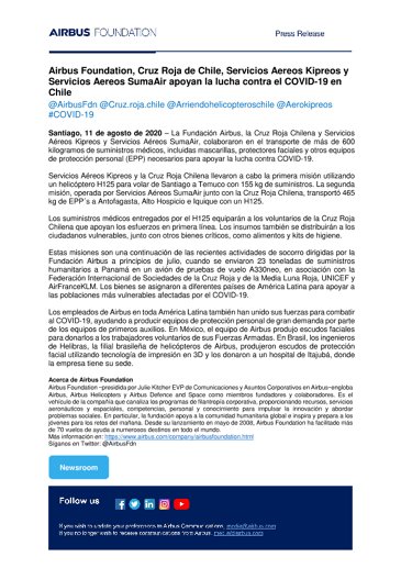 Airbus Foundation, Cruz Roja de Chile, Servicios Aereos Kipreos y