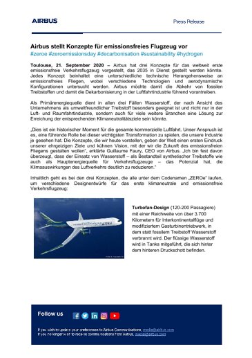 Airbus reveals new zero-emission concept aircraft 