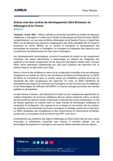 Airbus establishes Zero-Emission Development Centres in Germany and France