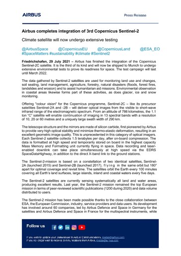 Airbus completes integration of 3rd Copernicus Sentinel-2 