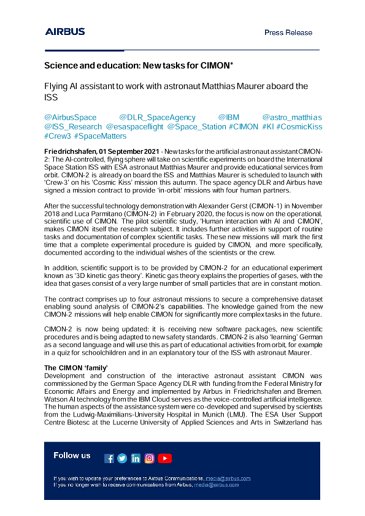 Science and education: New tasks for CIMON*