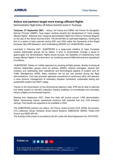 Airbus and partners target more energy efficient flights 