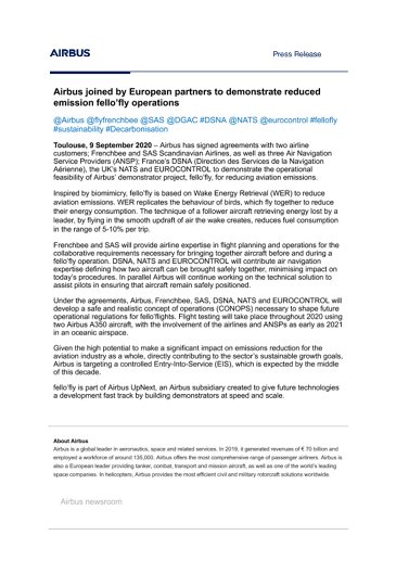 Airbus joined by European partners to demonstrate reduced emission fello’fly operations 