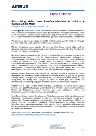 Airbus bringt sieben neue SmartForce-Services für militärische Kunden auf den Markt 