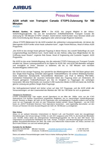A220 airliner wins approval from Transport Canada for 180 minutes ETOPS capability