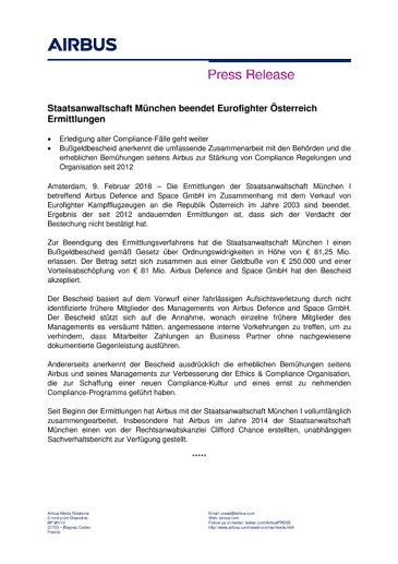 DE Press Release -  Eurofighter Austria